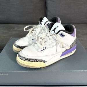 Nike Air Jordan 3 Retro Dark Iris GS Purple White Youth Size 5Y Women's 6.5